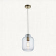 Kendrick Textured Glass Pendant in Antique Brass