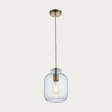 Kendrick Textured Glass Pendant in Antique Brass