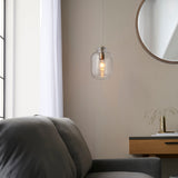 Kendrick Textured Glass Pendant in Antique Brass