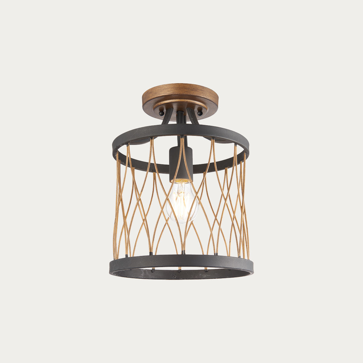 Francis Flush Light in Matt Black and Rustic Bronze