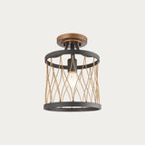 Francis Flush Light in Matt Black and Rustic Bronze