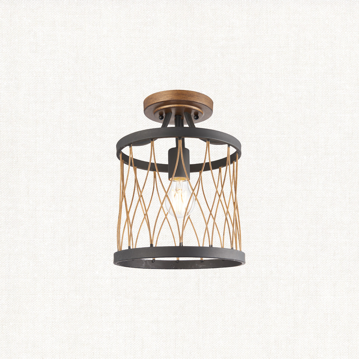 Francis Flush Light in Matt Black and Rustic Bronze