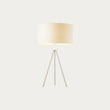 Milo Tripod Table Lamp in Matt Nickel with Grey Fabric Shade