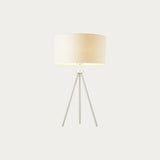Milo Tripod Table Lamp in Matt Nickel with Grey Fabric Shade
