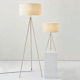 Milo Tripod Table Lamp in Matt Nickel with Grey Fabric Shade