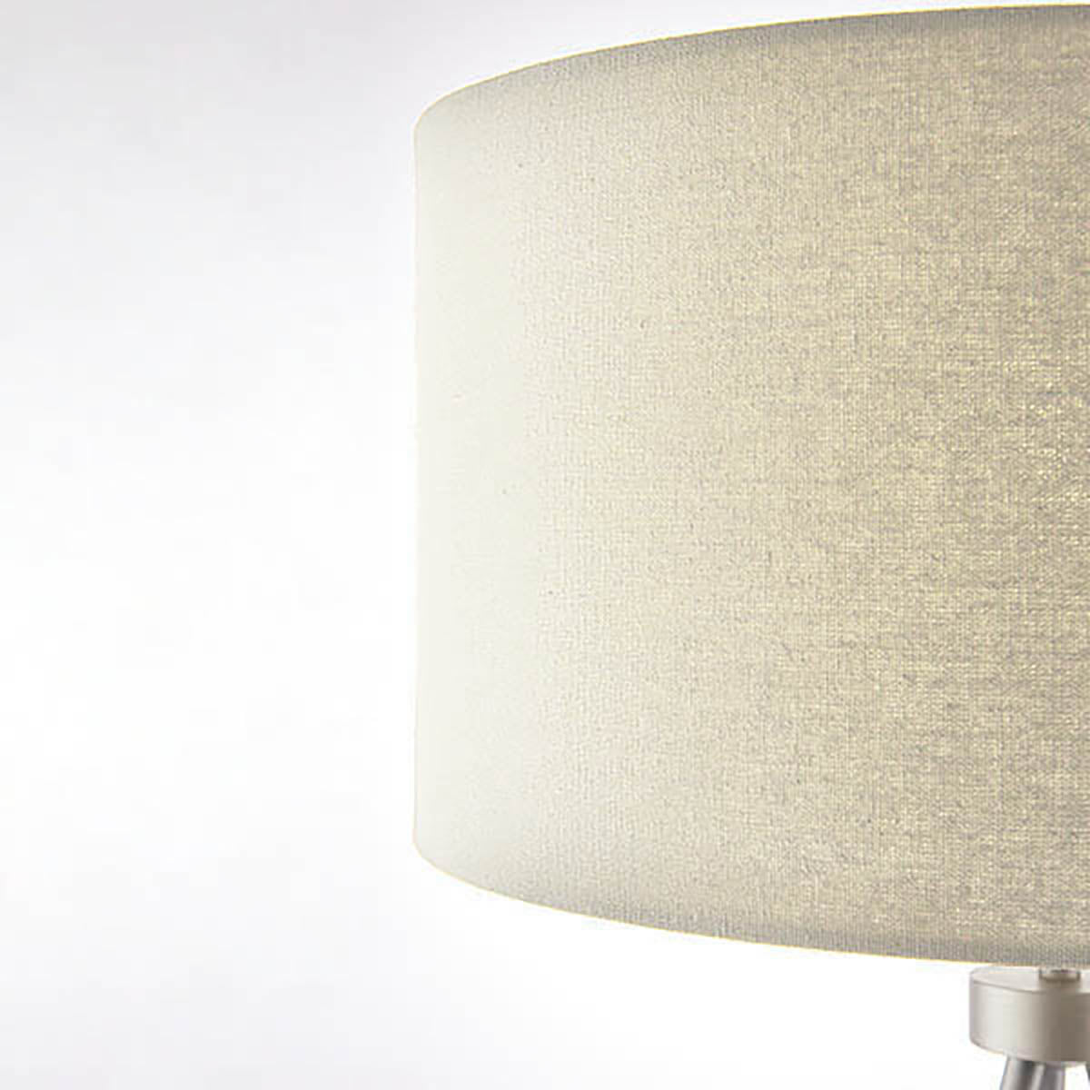Milo Tripod Table Lamp in Matt Nickel with Grey Fabric Shade