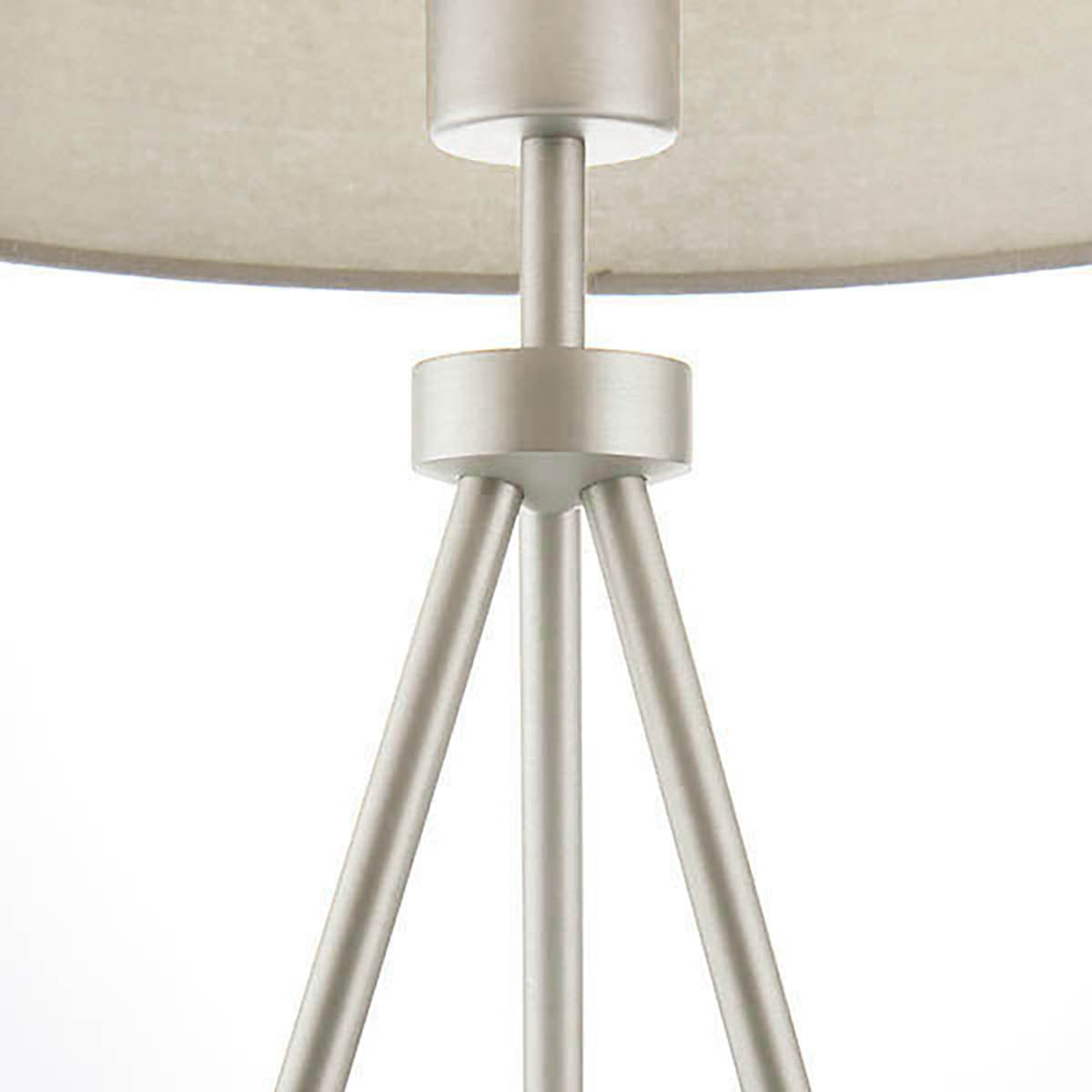 Milo Tripod Table Lamp in Matt Nickel with Grey Fabric Shade