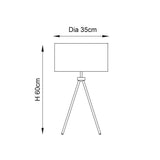 Milo Tripod Table Lamp in Matt Nickel with Grey Fabric Shade