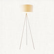 Milo Tripod Floor Lamp in Matt Nickel with Grey Fabric Shade