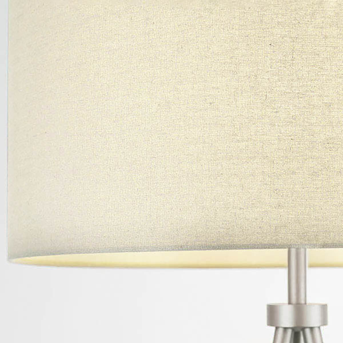 Milo Tripod Floor Lamp in Matt Nickel with Grey Fabric Shade