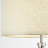 Milo Tripod Floor Lamp in Matt Nickel with Grey Fabric Shade