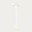 Roosevelt Two Light Floor Lamp in Brass with Vintage White Fabric Shade