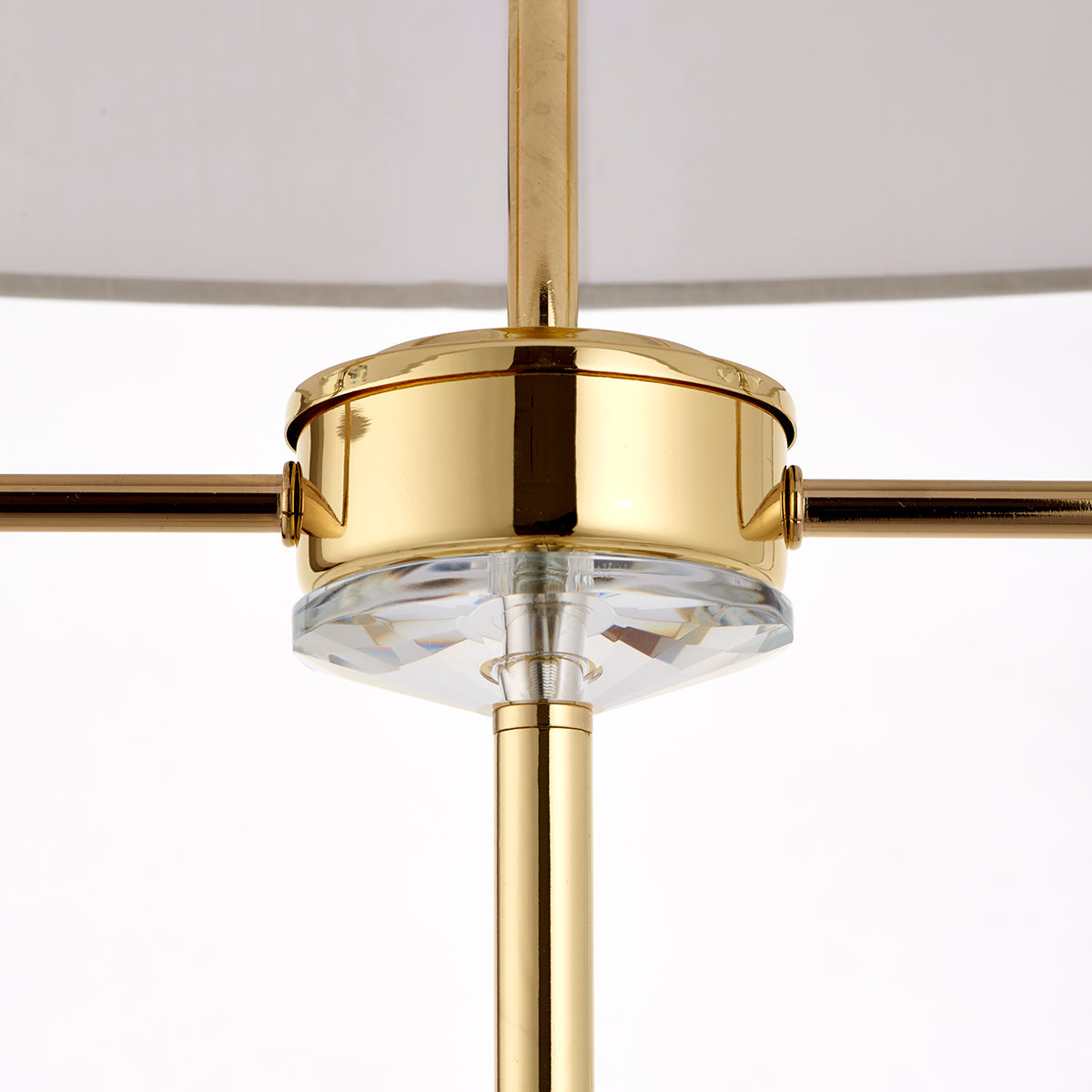 Roosevelt Two Light Floor Lamp in Brass with Vintage White Fabric Shade