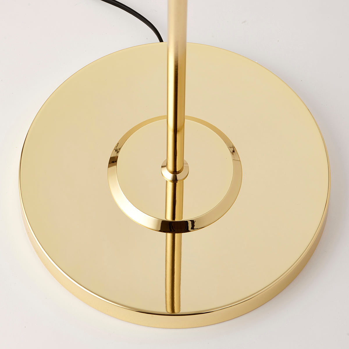 Roosevelt Two Light Floor Lamp in Brass with Vintage White Fabric Shade