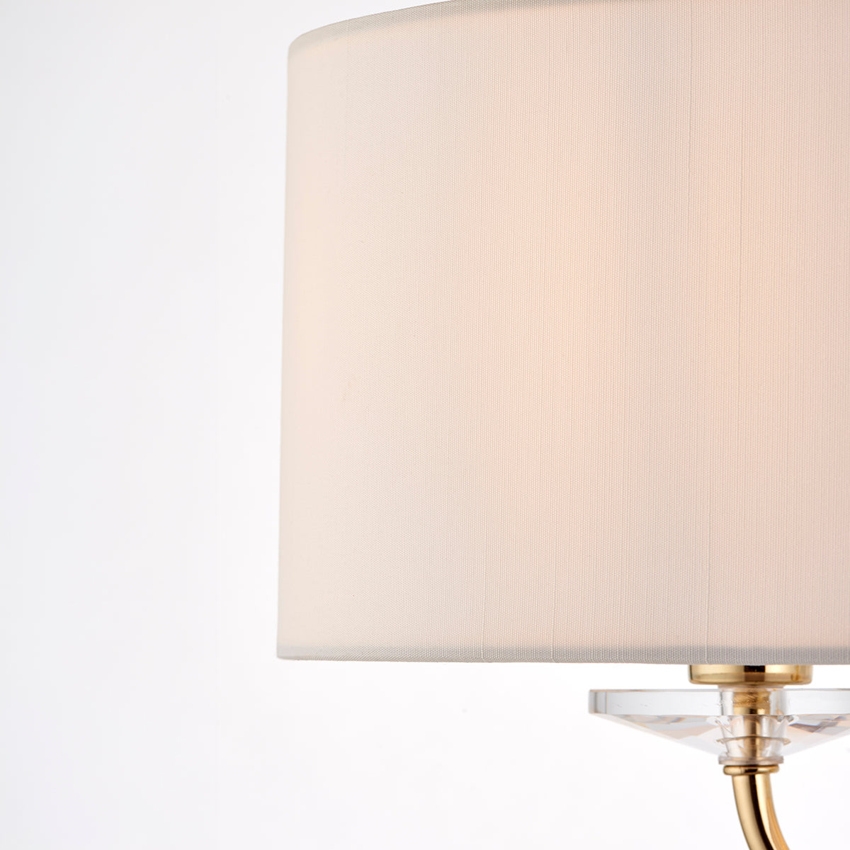 Roosevelt Two Light Floor Lamp in Brass with Vintage White Fabric Shade
