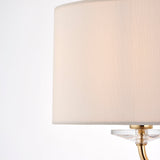 Roosevelt Two Light Floor Lamp in Brass with Vintage White Fabric Shade