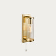 Satin brass plate & clear ribbed glass