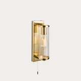 Satin brass plate & clear ribbed glass