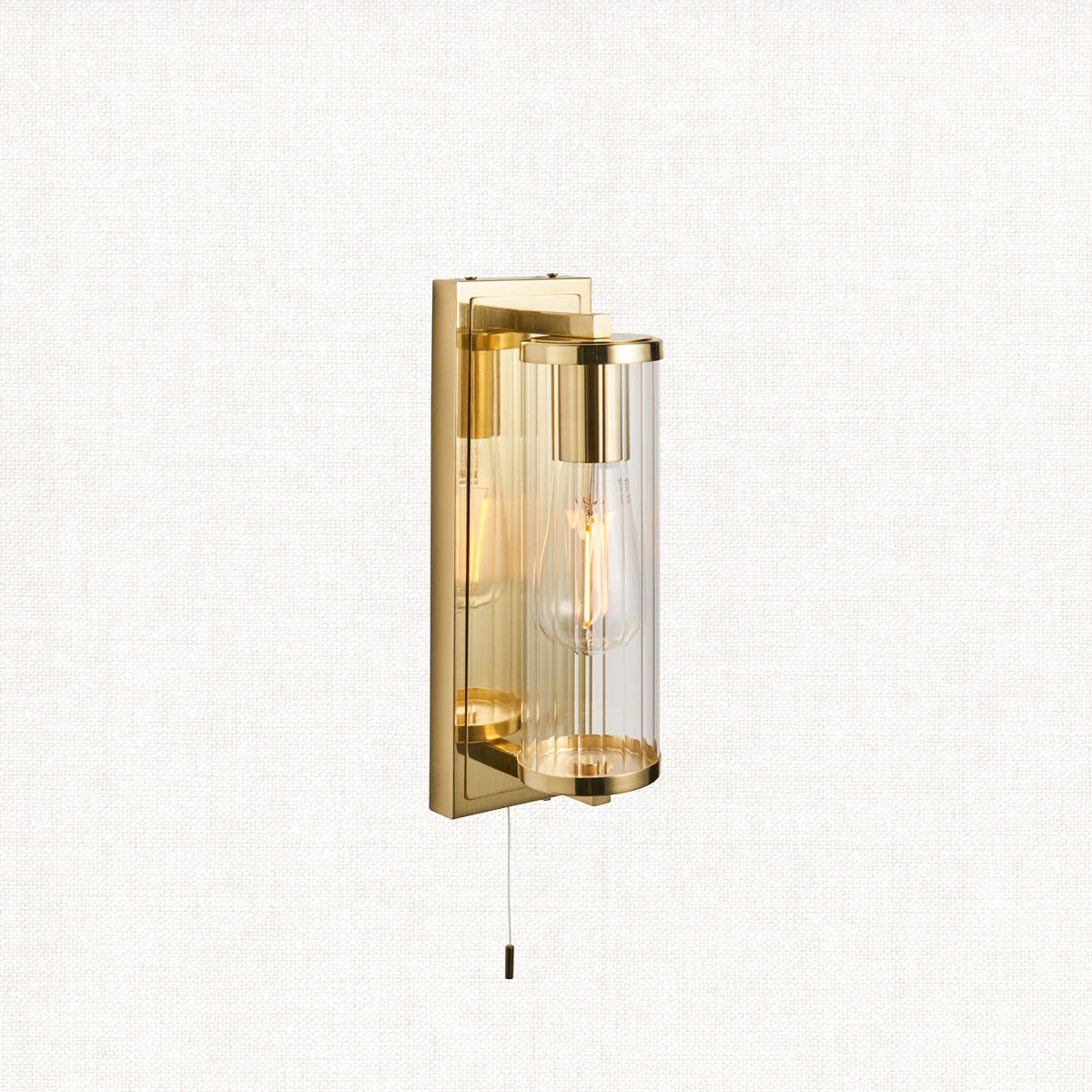 Satin brass plate & clear ribbed glass