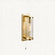 Satin brass plate & clear ribbed glass