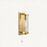 Satin brass plate & clear ribbed glass