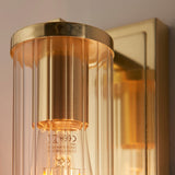 Satin brass plate & clear ribbed glass