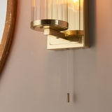 Satin brass plate & clear ribbed glass