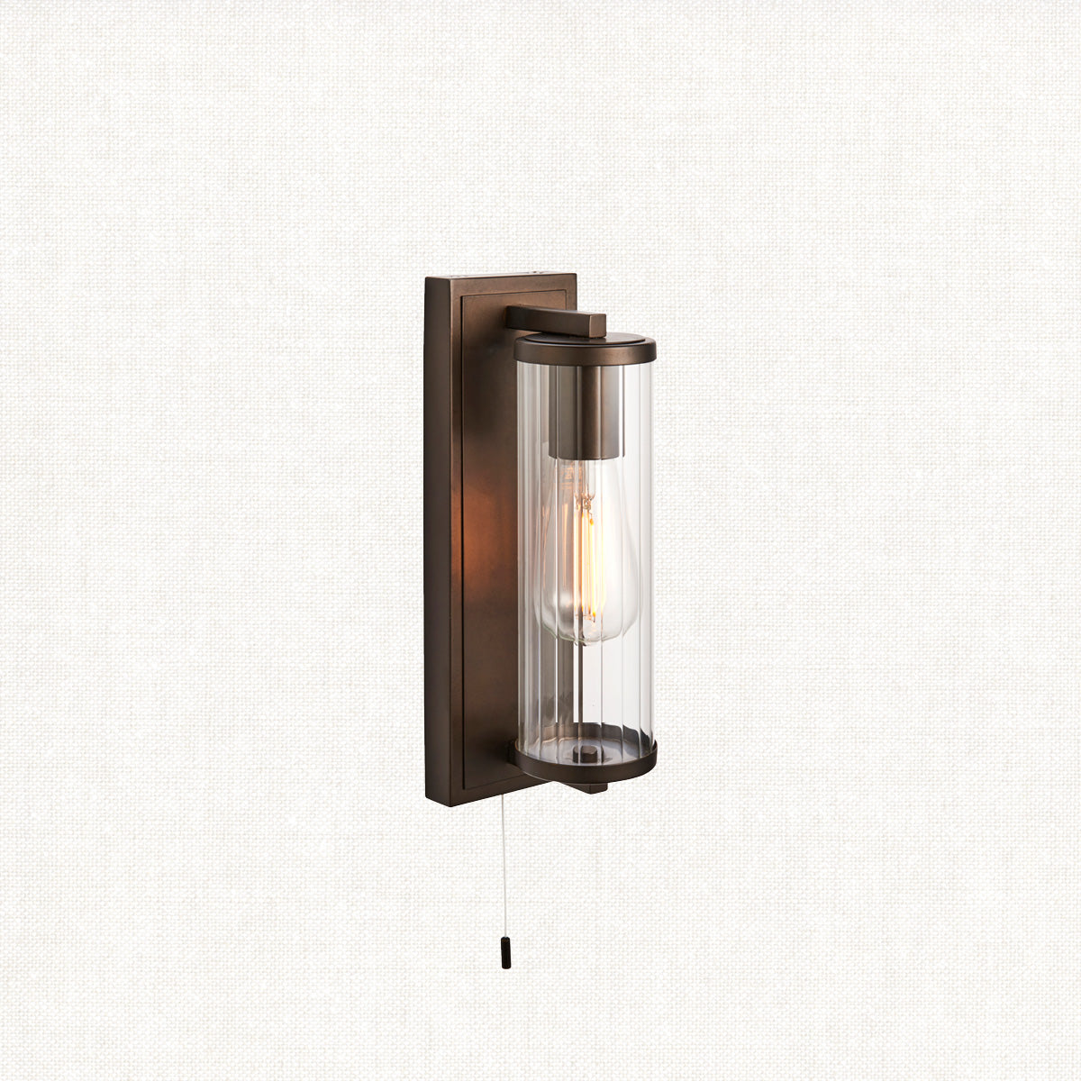 Dark bronze paint & clear ribbed glass