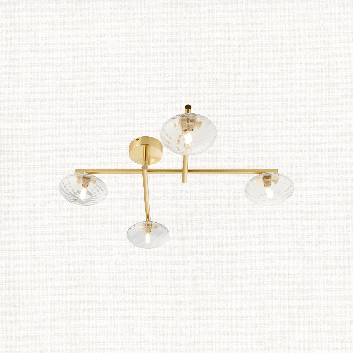 Satin brass plate & clear ribbed glass
