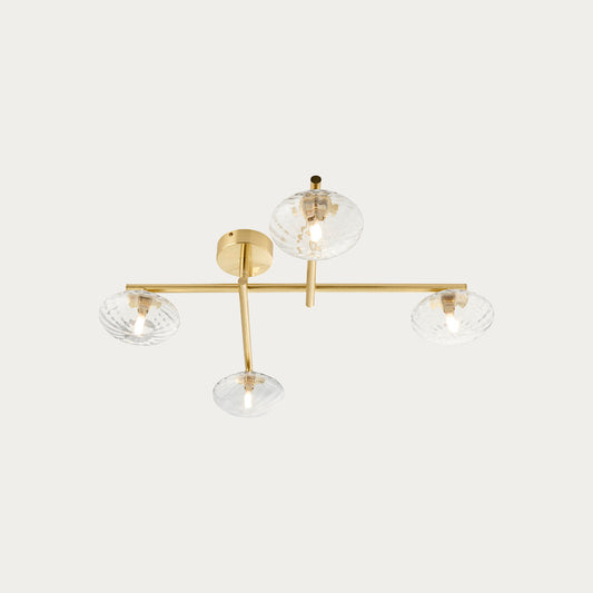 Satin brass plate & clear ribbed glass
