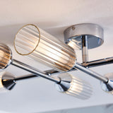 Chrome plate & clear/frosted ribbed glass