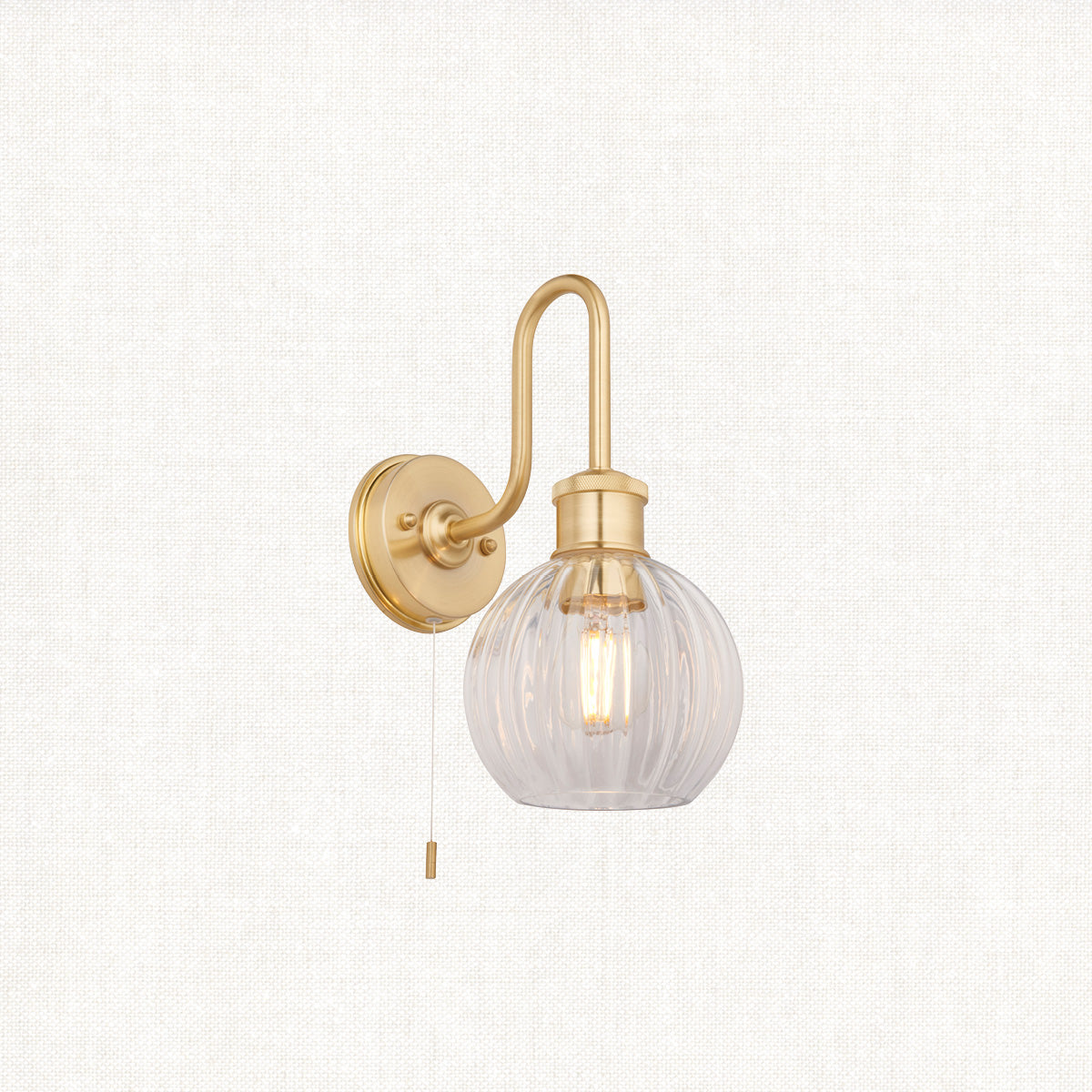 Satin brass plate & clear ribbed glass