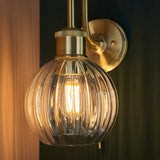 Satin brass plate & clear ribbed glass