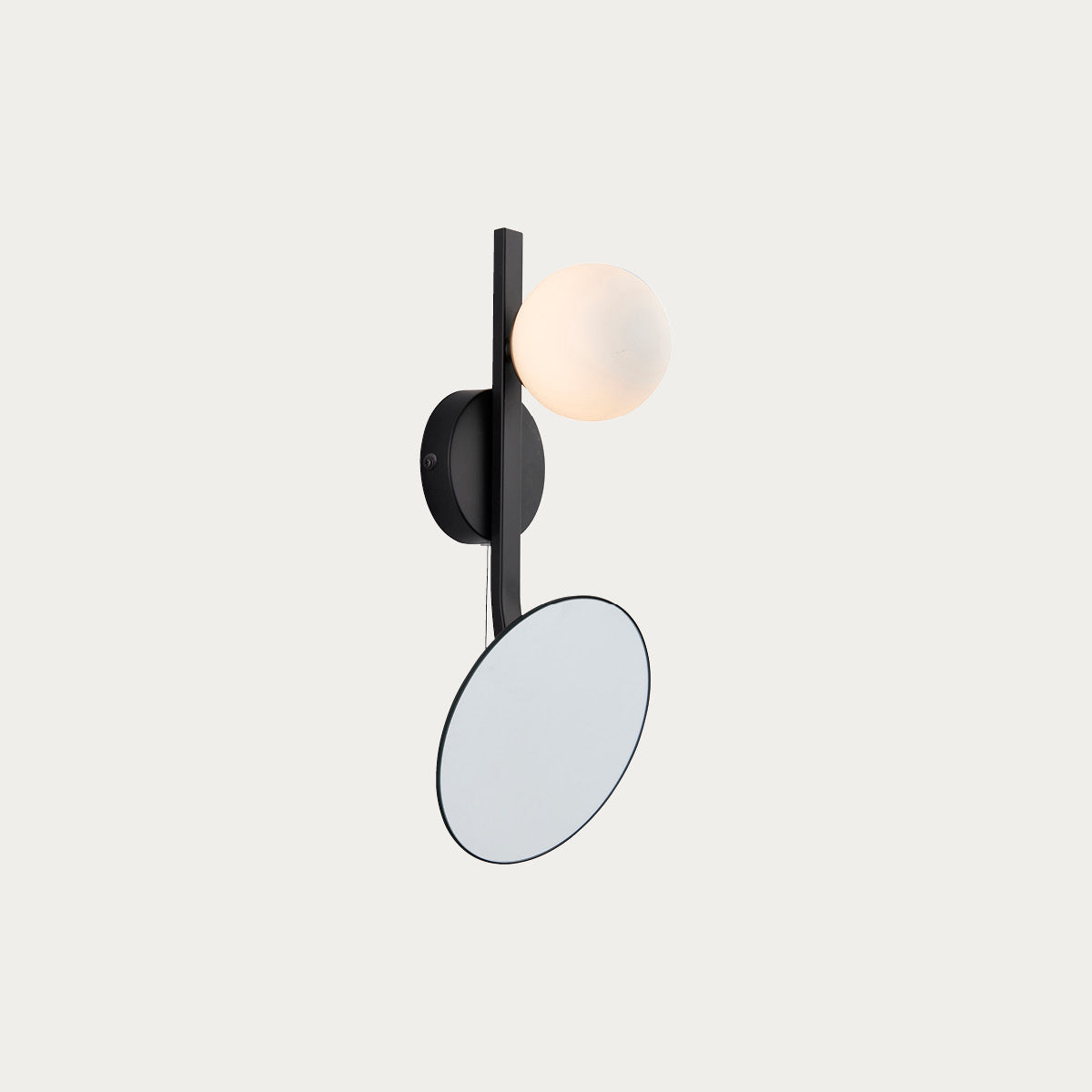 Matt black, mirrored glass with opal glass