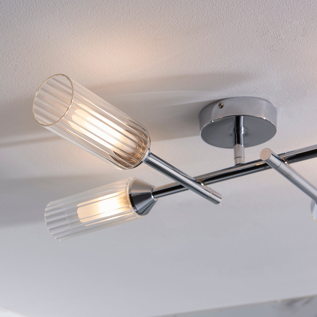 Chrome plate & clear/frosted ribbed glass