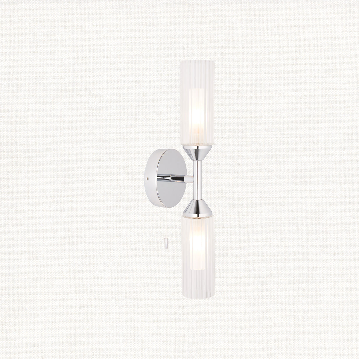Chrome plate & clear/frosted ribbed glass