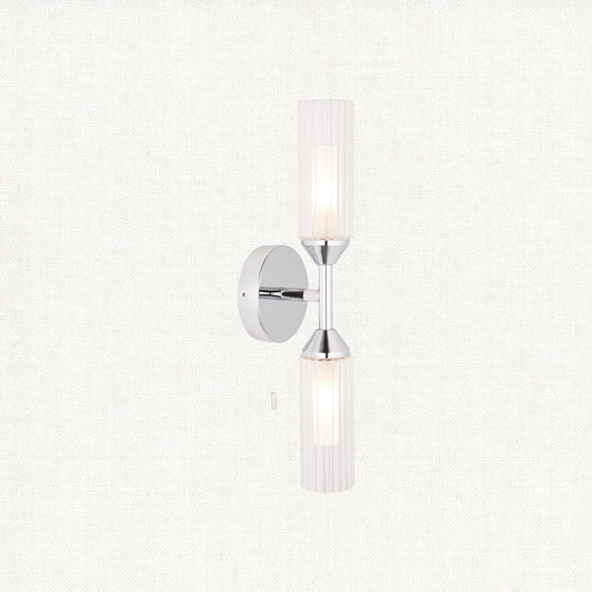 Chrome plate & clear/frosted ribbed glass