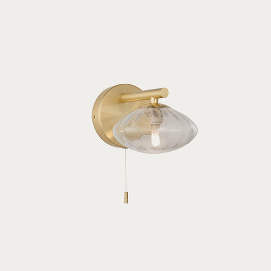 Satin brass plate & clear ribbed glass