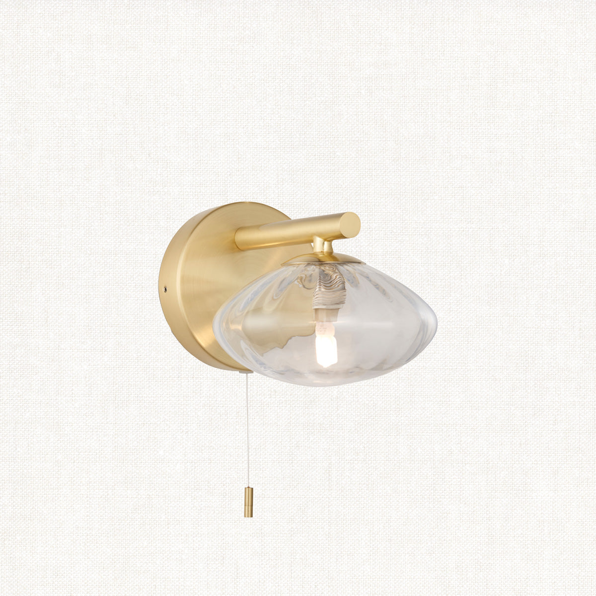 Satin brass plate & clear ribbed glass