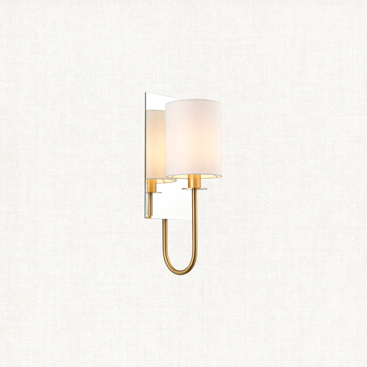 Satin brass plate & vintage white fabric