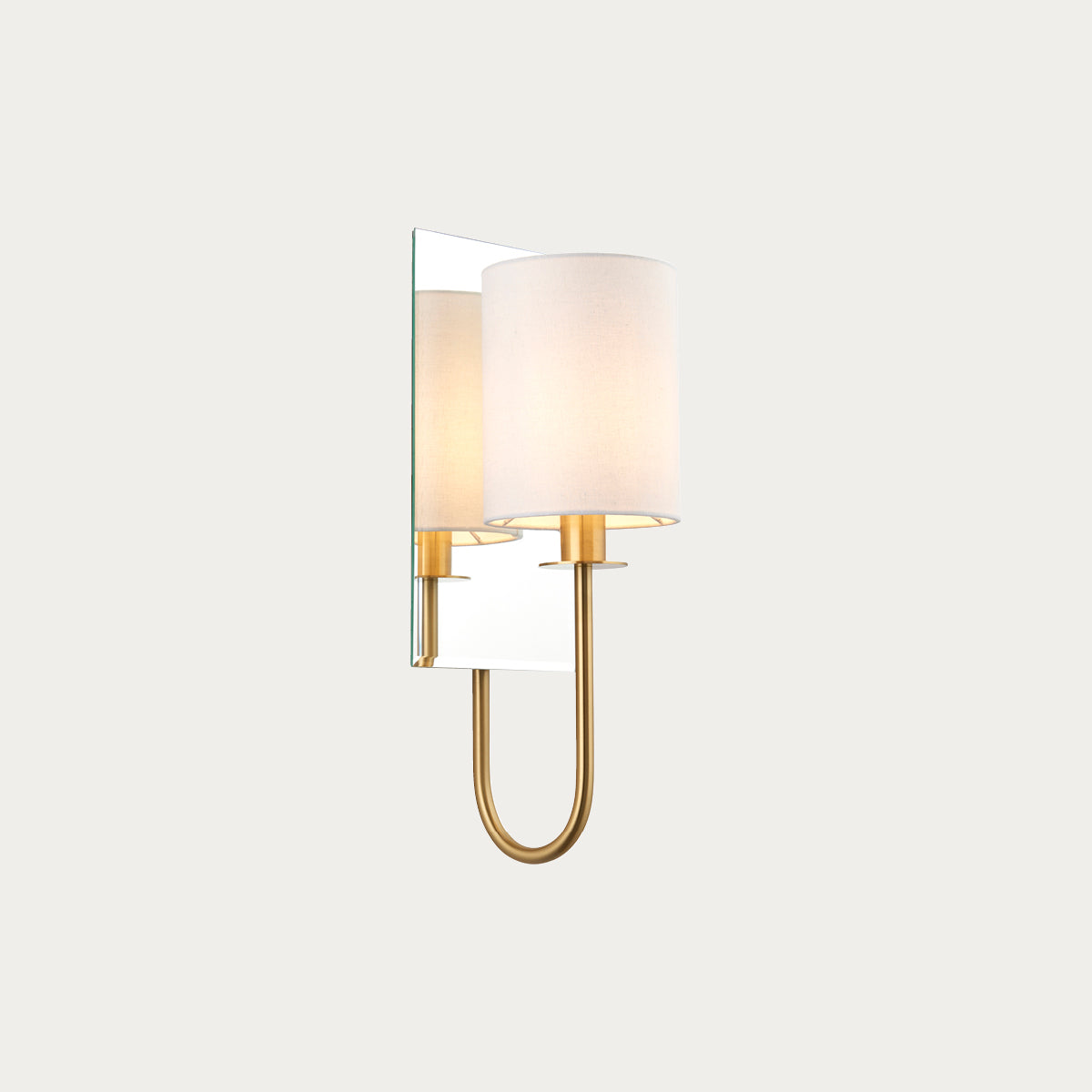 Satin brass plate & vintage white fabric