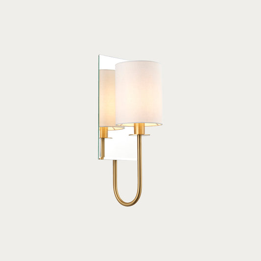 Satin brass plate & vintage white fabric