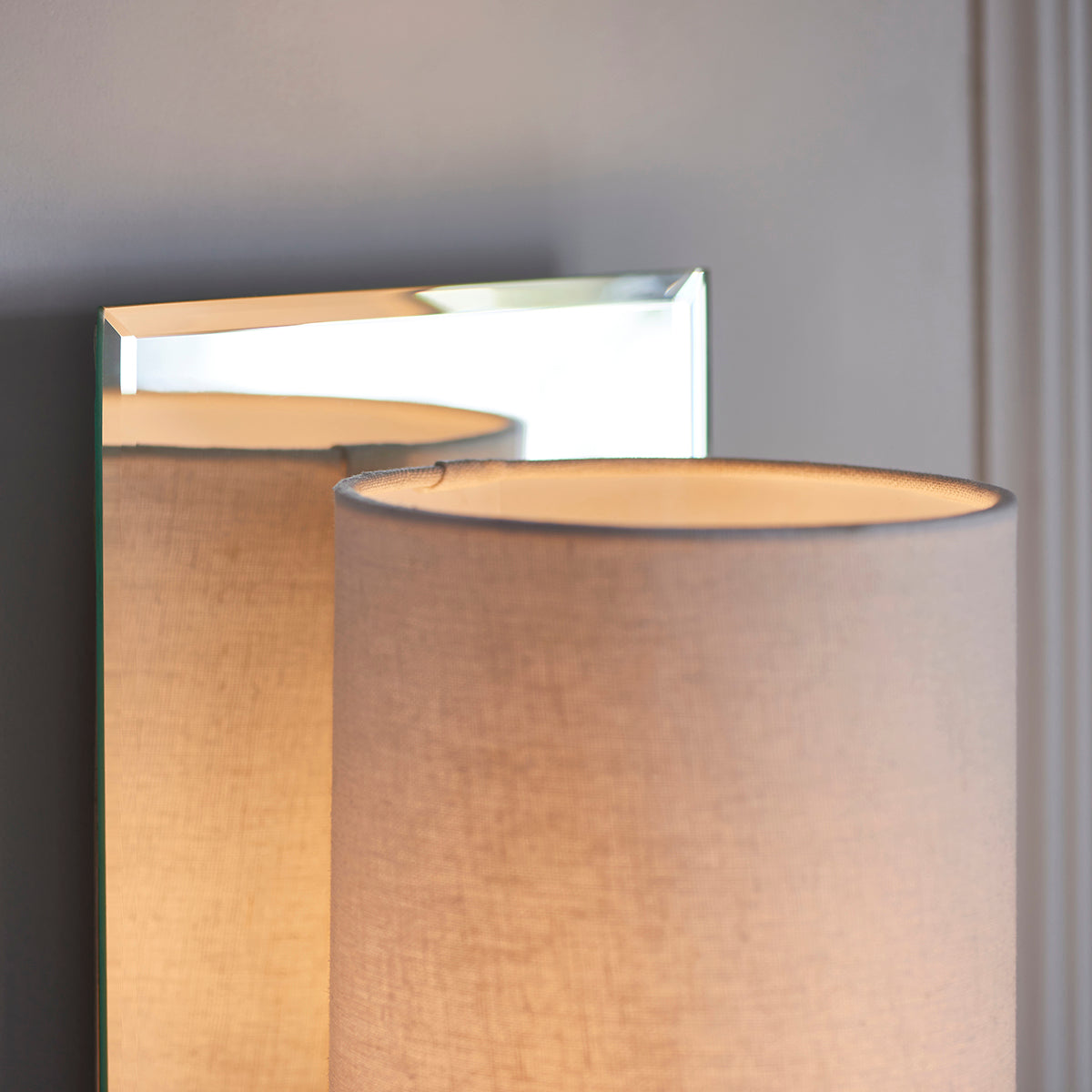 Bright nickel plate & vintage white fabric