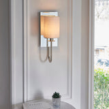 Bright nickel plate & vintage white fabric