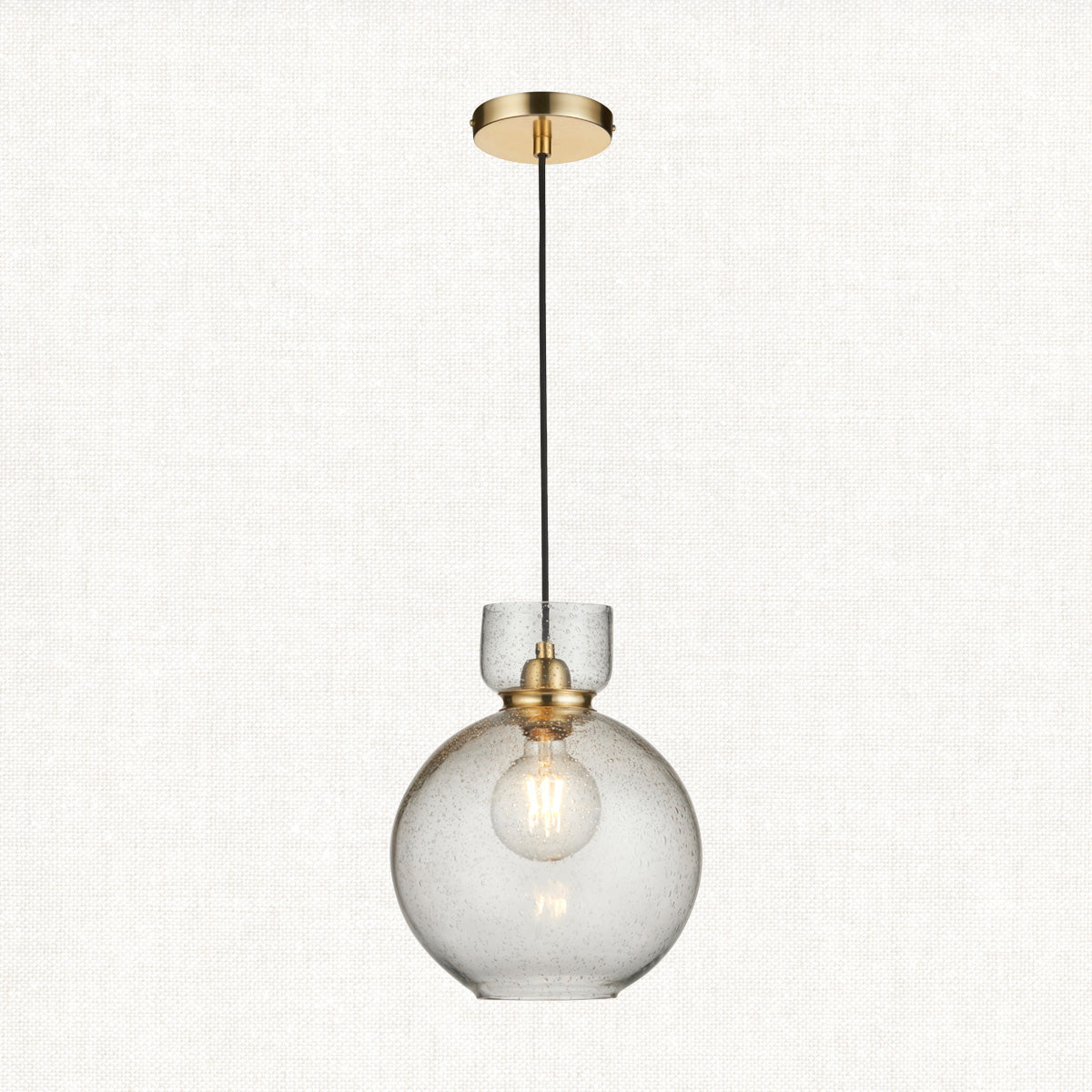 Brass plate & clear bubble glass