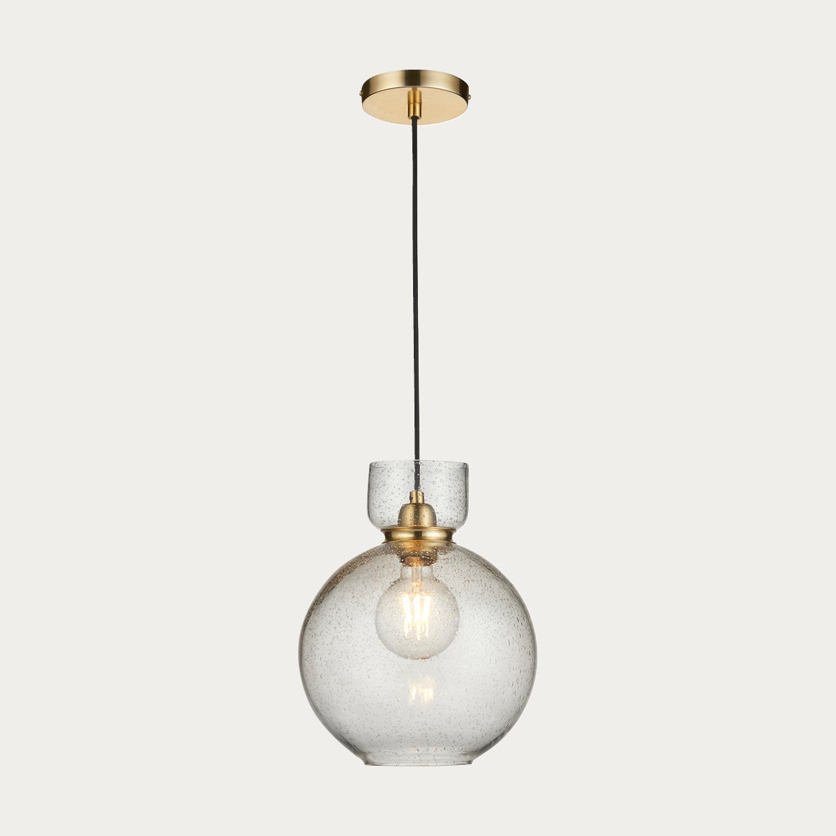 Brass plate & clear bubble glass