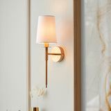 Vintage brass & vintage white fabric
