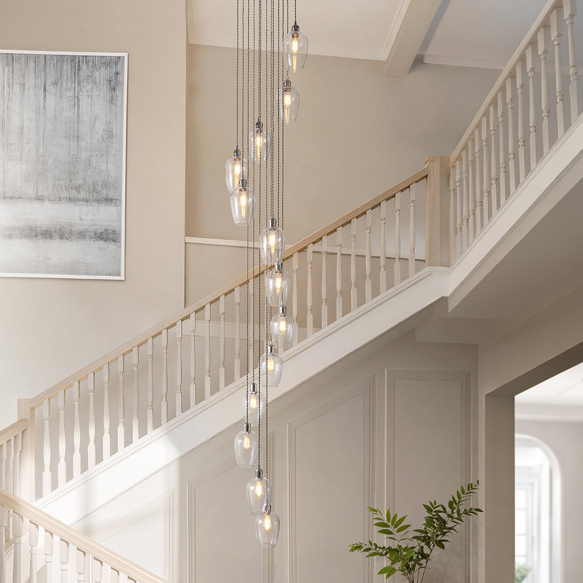 Bright Nickel Plate & Clear Glass 13-Light