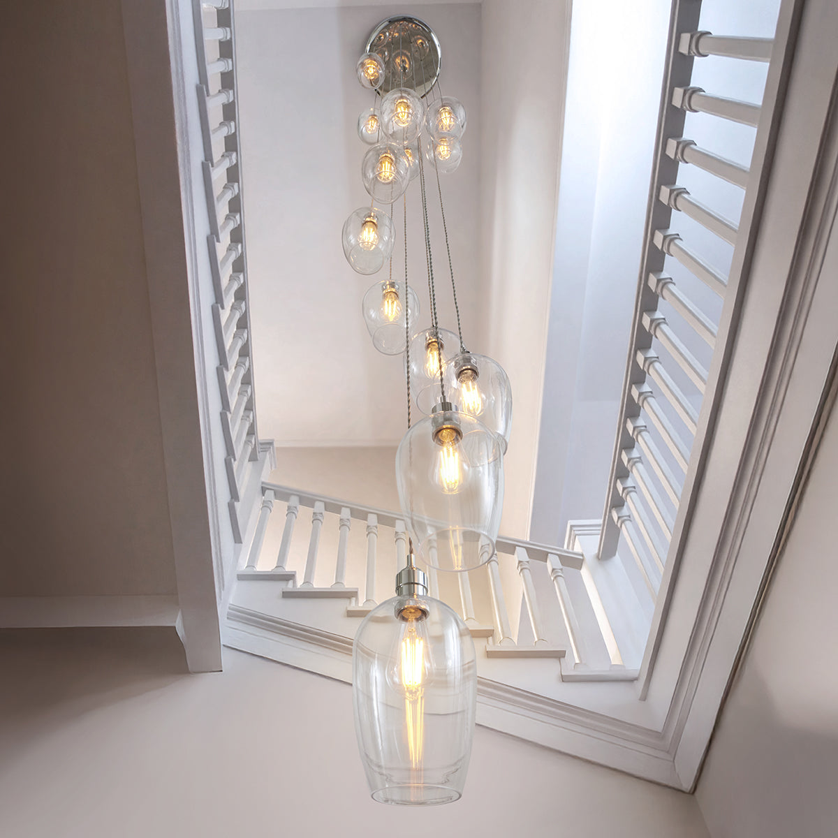 Bright Nickel Plate & Clear Glass 13-Light
