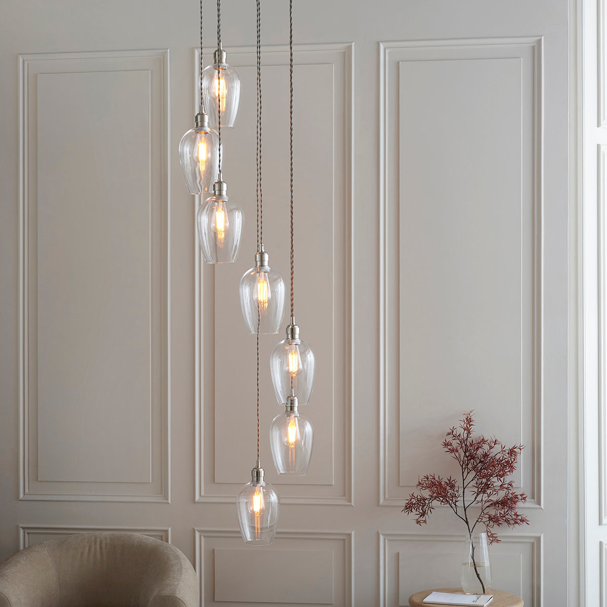 Bright Nickel Plate & Clear Glass 7-Light